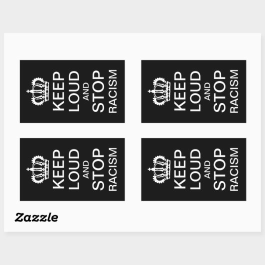 Sticker Rectangulaire Restez à l'écoute et arrêtez le racisme (Feuille)