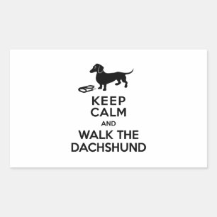 Sticker Rectangulaire Restez calme et marchez dans le Dachshund - Doxie