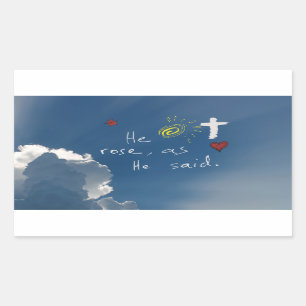 Sticker Rectangulaire Résurrection de Pâques Il Est Ressuscité Jésus Ros