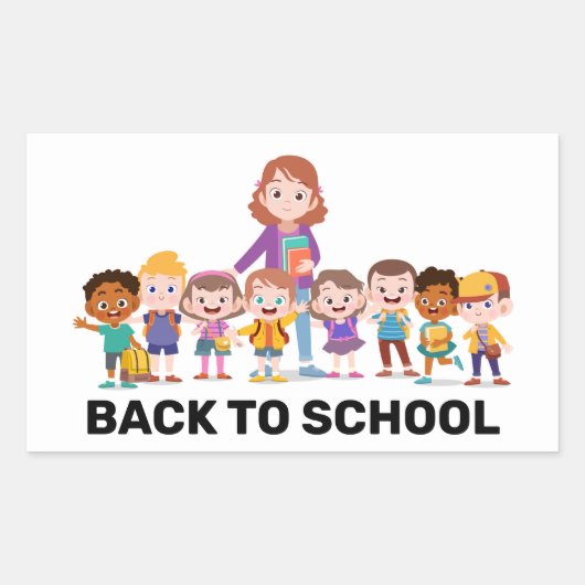 Sticker Rectangulaire Retour à l'école (Devant)
