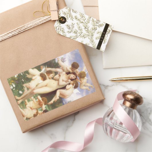 Sticker Rectangulaire Retour du printemps (Le Printemps) par Bouguereau (Cadeaux)