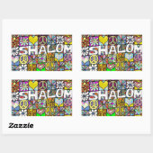 Sticker Rectangulaire Retro 60s Psychedelic Shalom LOVE (Feuille)