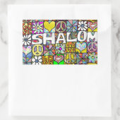 Sticker Rectangulaire Retro 60s Psychedelic Shalom LOVE (Sac)