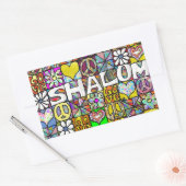 Sticker Rectangulaire Retro 60s Psychedelic Shalom LOVE (Enveloppe)