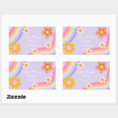 Sticker Rectangulaire Retro Arc-en-ciel violet retour à l'école (Feuille)