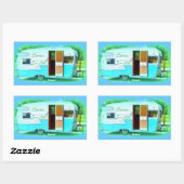 Sticker Rectangulaire Rétro campeur vintage customisé (Feuille)