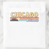 Sticker Rectangulaire Retro Chicago City Stripes Illinois Vintage (Sac)