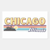 Sticker Rectangulaire Retro Chicago City Stripes Illinois Vintage (Devant)