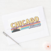 Sticker Rectangulaire Retro Chicago City Stripes Illinois Vintage (Enveloppe)