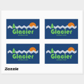 Sticker Rectangulaire Rétro du parc national Glacier (Feuille)
