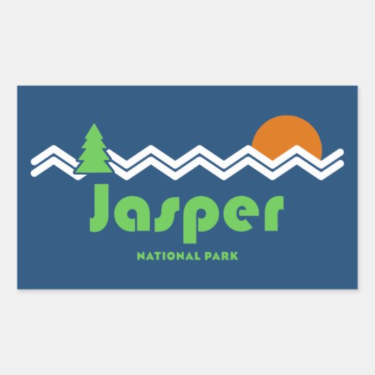 Sticker Rectangulaire Rétro du parc national Jasper (Devant)