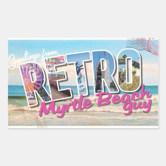 Sticker Rectangulaire Rétro Myrtle Beach Guy (Devant)
