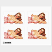 Sticker Rectangulaire Retro Old School Pin-up girl Art (Feuille)