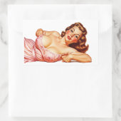 Sticker Rectangulaire Retro Old School Pin-up girl Art (Sac)