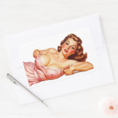 Sticker Rectangulaire Retro Old School Pin-up girl Art (Enveloppe)