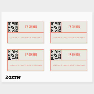 Sticker Rectangulaire Retro Orange Social Media Influencer QR Code