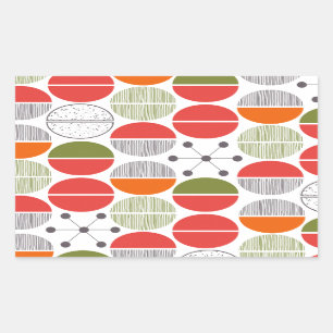 Sticker Rectangulaire Rétro pois géométrique moderne