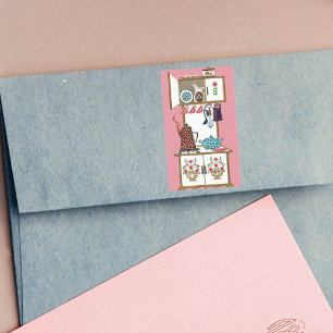 Sticker Rectangulaire Rétro pot antique vintage de café de fourneau de