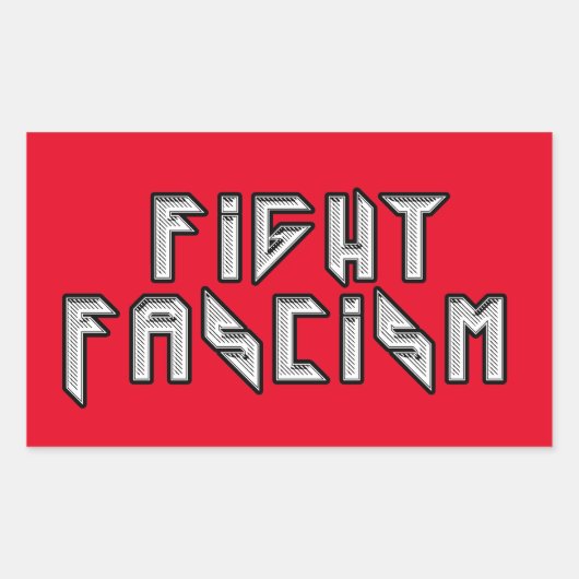 Sticker Rectangulaire Retro Rocker - Combattre le fascisme (Devant)