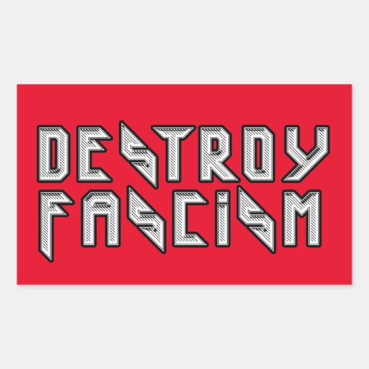 Sticker Rectangulaire Retro Rocker - Détruire le fascisme (Devant)