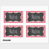 Sticker Rectangulaire Retro Scarlet Red En vichy ; Chalboard look (Feuille)