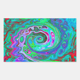Sticker Rectangulaire Retro Vert, Rouge et Magenta Abstrait Super