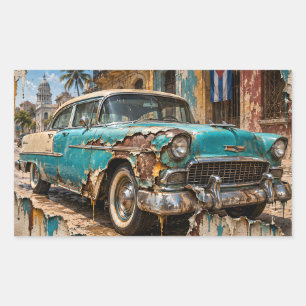 Sticker Rectangulaire Rêves de La Havane, Chrome Rouillé