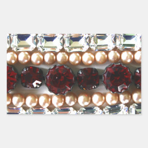 Sticker Rectangulaire Rhinestones et perles - Bijoux vintages