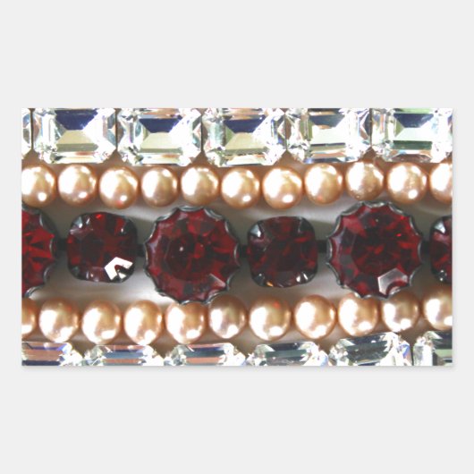 Sticker Rectangulaire Rhinestones et perles - Bijoux vintages (Devant)