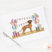 Sticker Rectangulaire Rhodesian Ridgeback mignon Pastel coloré Anniversa (Enveloppe)