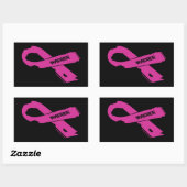 Sticker Rectangulaire Ribbon déchiré/Guerrier...Cancer du sein (Feuille)