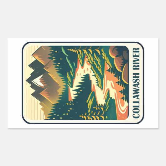 Sticker Rectangulaire Rivière Collawash Oregon Couleurs (Devant)