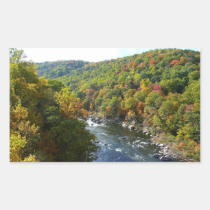 Sticker Rectangulaire Rivière Ohiopyle en automne II Pennsylvanie Automn