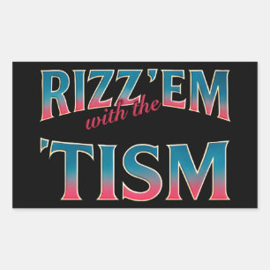 Sticker Rectangulaire Rizz Em avec le Tism Meme Autisme Drôle Raton lave