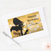Sticker Rectangulaire Robe de fête de Parties scintillant Bombshell | or (Enveloppe)