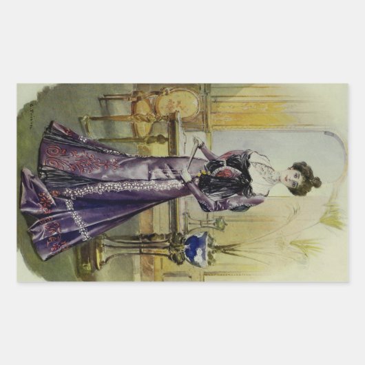 Sticker Rectangulaire Robe Vintage Victorienne (Devant)