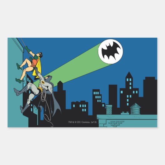 Sticker Rectangulaire Robin Et Batman Grimpent (Devant)