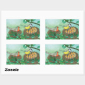 Sticker Rectangulaire Robin rouge et nidification d'oiseaux de grand Tit (Feuille)