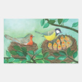 Sticker Rectangulaire Robin rouge et nidification d'oiseaux de grand Tit (Devant)