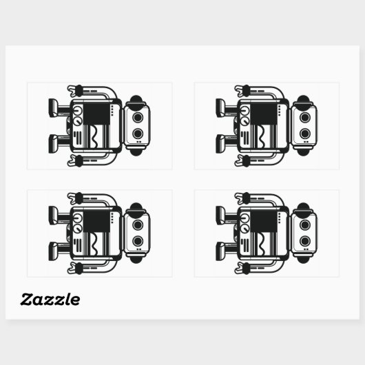 Sticker Rectangulaire robot (Feuille)