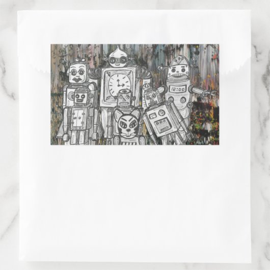 Sticker Rectangulaire Robots 11 (Sac)