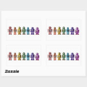 Sticker Rectangulaire Robots arc-en-ciel (Feuille)