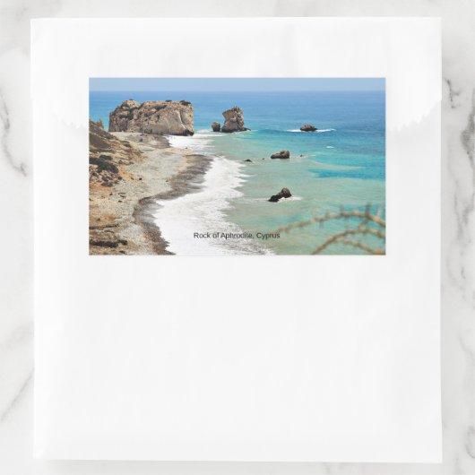 Sticker Rectangulaire Rocher d'Aphrodite, Chypre, (Sac)
