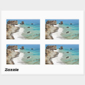 Sticker Rectangulaire Rocher d'Aphrordite, Chypre, (Feuille)