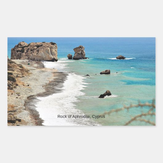 Sticker Rectangulaire Rocher d'Aphrordite, Chypre, (Devant)