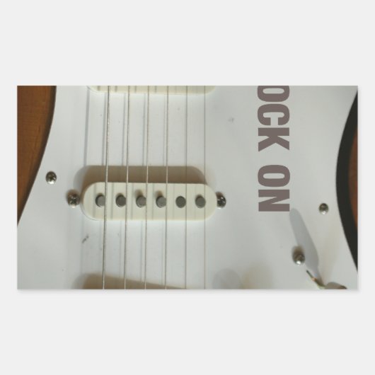 Sticker Rectangulaire Rock On Electric Guitare (Devant)