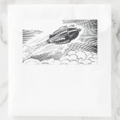 Sticker Rectangulaire Rocket de vaisseau spatial de science-fiction vint (Sac)