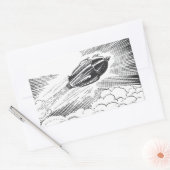 Sticker Rectangulaire Rocket de vaisseau spatial de science-fiction vint (Enveloppe)
