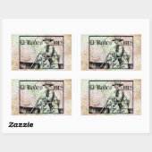 Sticker Rectangulaire Rodeo Cowboy Country 1912 Art occidental (Feuille)