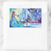 STICKER RECTANGULAIRE ROI ARTHUR, DAME DU LAC ET EXCALIBUR (Sac)